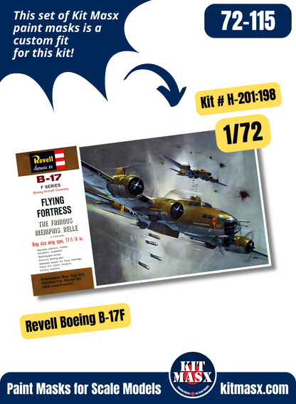 Revell Boeing B-17F Flying Fortress 1/72 Canopy Paint Masks, Kit # H-201:198 (72115)