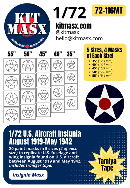 U.S. Aircraft Insignia (August 1919-May 1942) Paint Masks