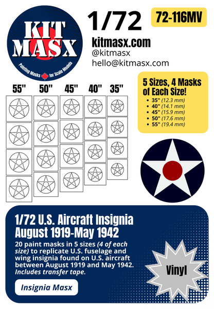 U.S. Aircraft Insignia (August 1919-May 1942) Paint Masks