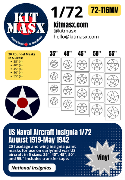 US Naval Aircraft Insignia (August 1919-May 1942) 1/32, 1/48, 1/72 National Insignia Paint Masks