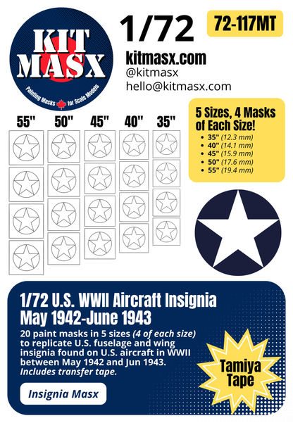 U.S. WWII Aircraft Insignia (May 1942-June 1943) Paint Masks