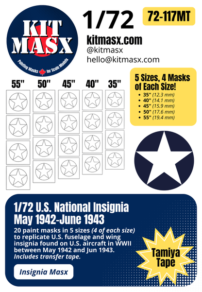 U.S. WWII National Insignia (May 1942-June 1943) Paint Masks