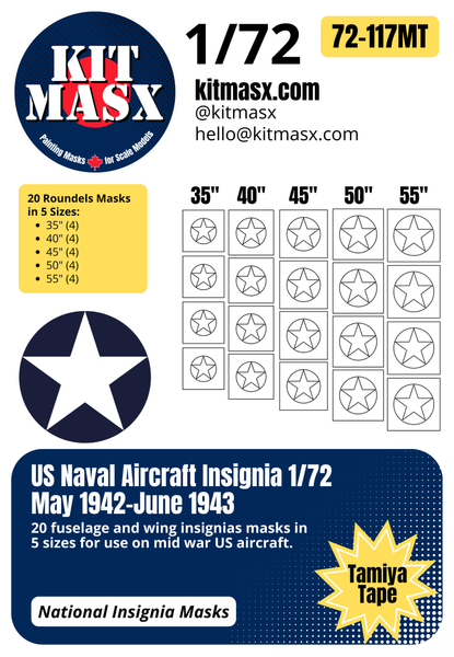 US Naval Aircraft Insignia (May 1942-June 1943) 1/32, 1/48, 1/72 National Insignia Paint Masks