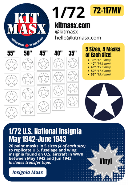 U.S. WWII National Insignia (May 1942-June 1943) Paint Masks