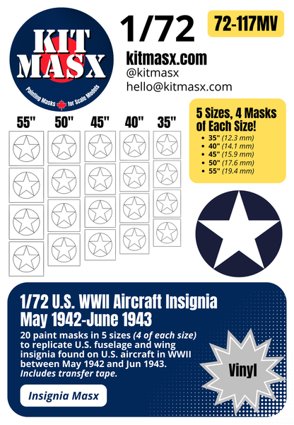 U.S. WWII Aircraft Insignia (May 1942-June 1943) Paint Masks