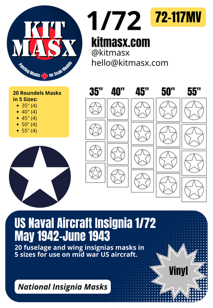 US Naval Aircraft Insignia (May 1942-June 1943) 1/32, 1/48, 1/72 National Insignia Paint Masks