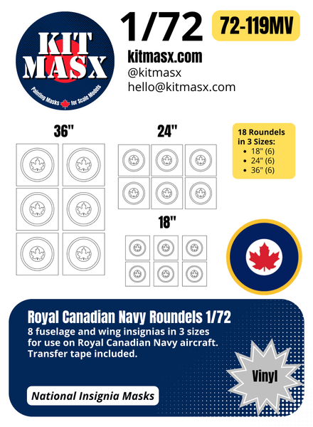 Royal Canadian Navy (RCN) Roundels 1/32, 1/48, 1/72 National Insignia Paint Masks