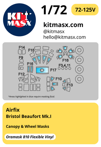 Airfix Bristol Beaufort Mk.I 1/72 Canopy & Wheel Masks