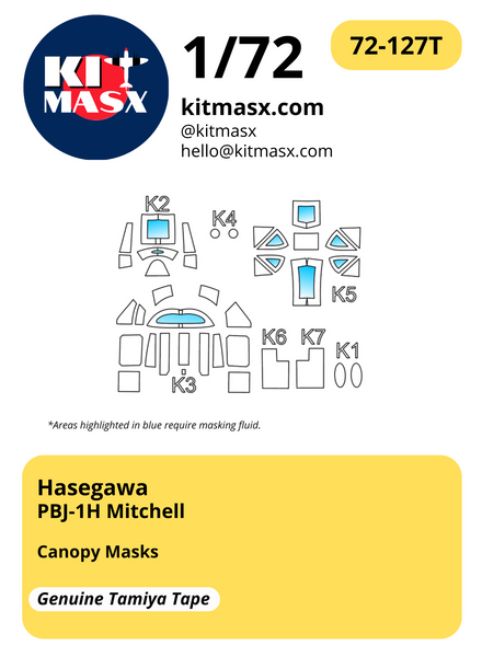 Hasegawa PBJ-1H Mitchell 1/72 Canopy Masks