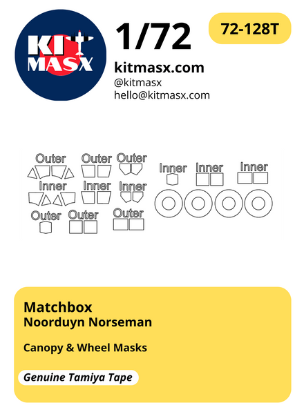 Matchbox Noorduyn Norseman 1/72 Canopy & Wheel Masks