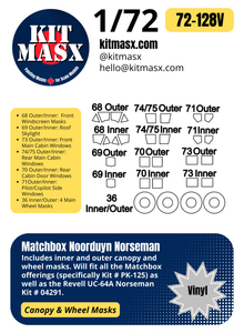 Matchbox Noorduyn Norseman 1/72 Canopy & Wheel Masks