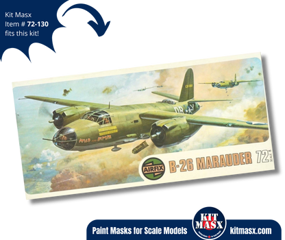Airfix Martin B-26B/C Marauder 1/72 Canopy & Wheel Paint Masks, Kit # 04015-4