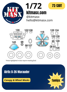 Airfix B-26B/C Marauder 1/72 Canopy & Wheel Paint Masks, Kit # 04015-4