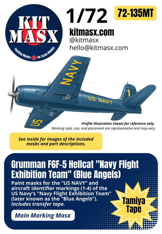 Grumman F6F-5 Hellcat "Navy Flight Exhibition Team" (Blue Angels) 1/72 Main Marking Paint Masks