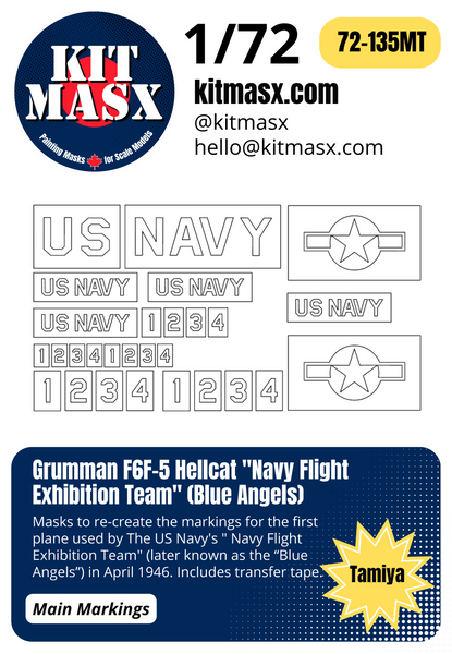 Grumman F6F-5 Hellcat "Navy Flight Exhibition Team" (Blue Angels) 1/72 Main Markings