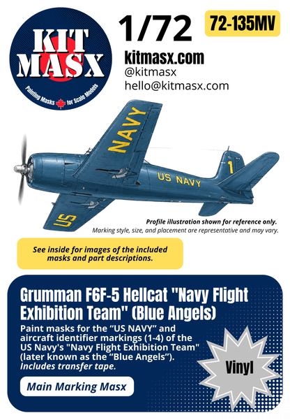 Grumman F6F-5 Hellcat "Navy Flight Exhibition Team" (Blue Angels) 1/72 Main Marking Paint Masks