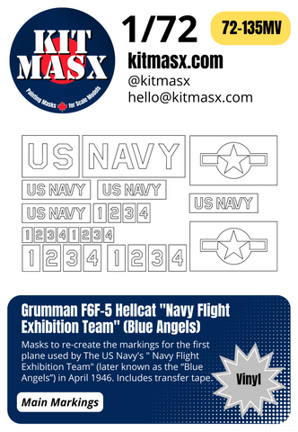 Grumman F6F-5 Hellcat "Navy Flight Exhibition Team" (Blue Angels) 1/72 Main Markings