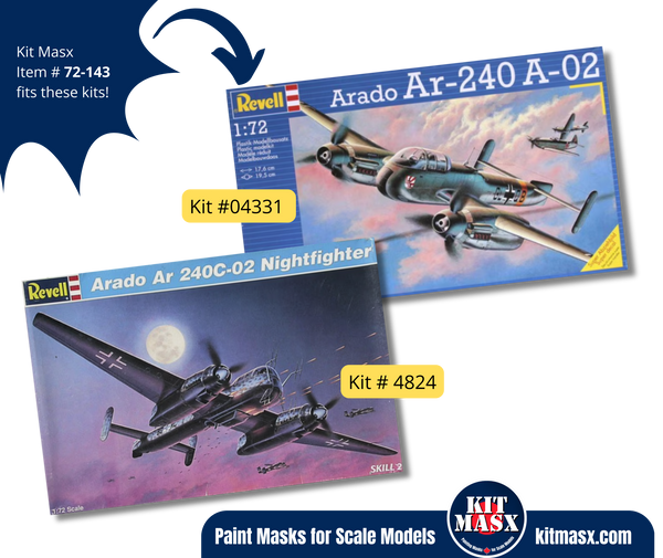 Revell Arado Ar-240 A-02/C-02 1/72 Canopy & Wheel Masks