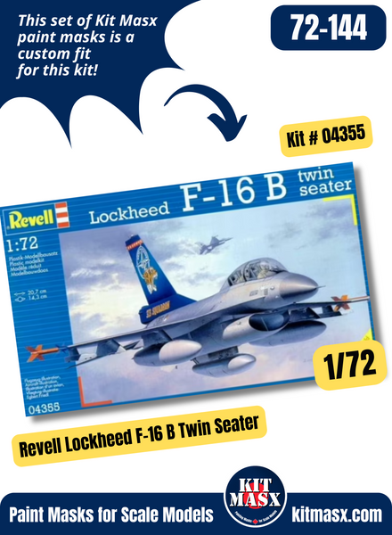 Revell Lockheed Martin F-16 B/D Fighting Falcon Twin Seater 1/72 Canopy & Wheel Paint Masks, Kit # 04355