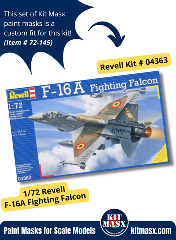 Revell Lockheed Martin F-16A/C/MLU Fighting Falcon Single Seater 1/72 Canopy & Wheel Paint Masks