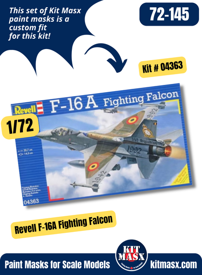 Revell Lockheed Martin F-16A/C/MLU Fighting Falcon Single Seater 1/72 Canopy & Wheel Paint Masks, Kit # 04363