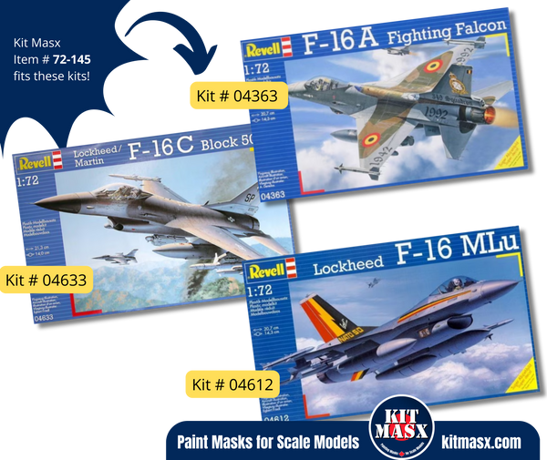 Revell Lockheed Martin F-16A/C/MLU Fighting Falcon Single Seater 1/72 Canopy & Wheel Paint Masks