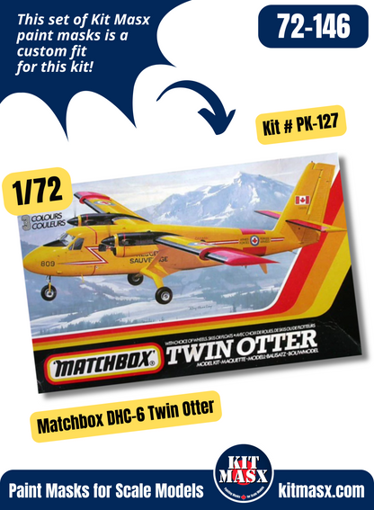Matchbox De Havilland DHC-6 Twin Otter 1/72 Canopy & Wheel Paint Masks, Kit # PK-127