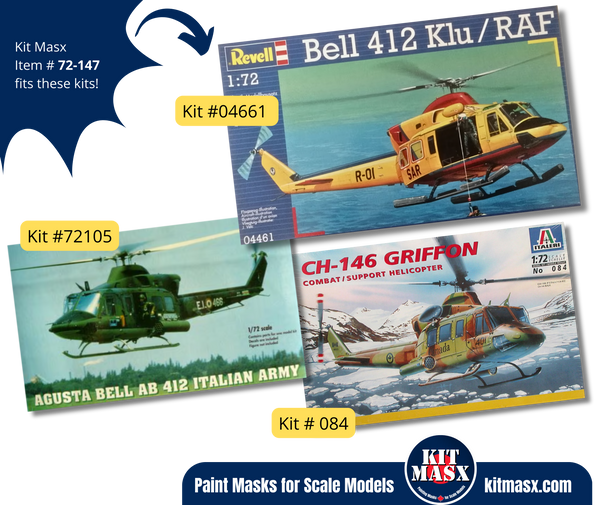 Italeri/Astrokit/Revell Bell CH-146 Griffon/AB 412 1/72 Canopy Masks