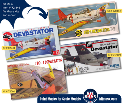 Airfix Douglas TBD-1 Devastator 1/72 Canopy Paint Masks, Kit # 02034-9