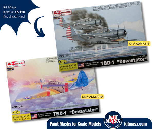 Pavla Models (Vac-Form) for Azmodel/Admiral Douglas TBD-1 Devastator 1/72 Canopy Masks