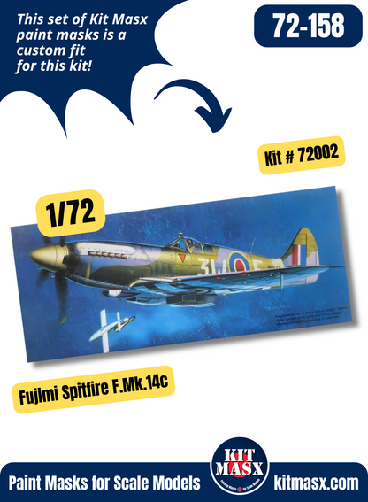 Fujimi Supermarine Spitfire F.Mk.14C 1/72 Canopy & Wheel Paint Masks, Kit # 72002