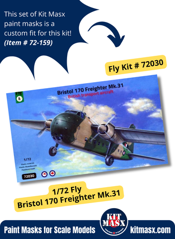 Fly Bristol 170 Freighter Mk.21/Mk.31 1/72 Canopy & Wheel Paint Masks