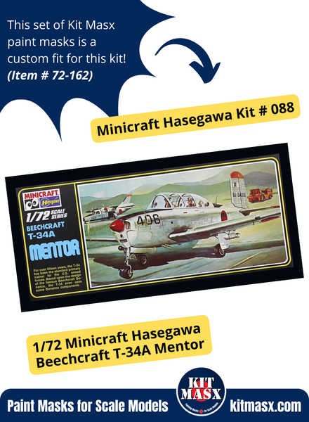 Minicraft Hasegawa Beechcraft T-34A Mentor/Fuji T-3 1/72 Canopy & Wheel Paint Masks