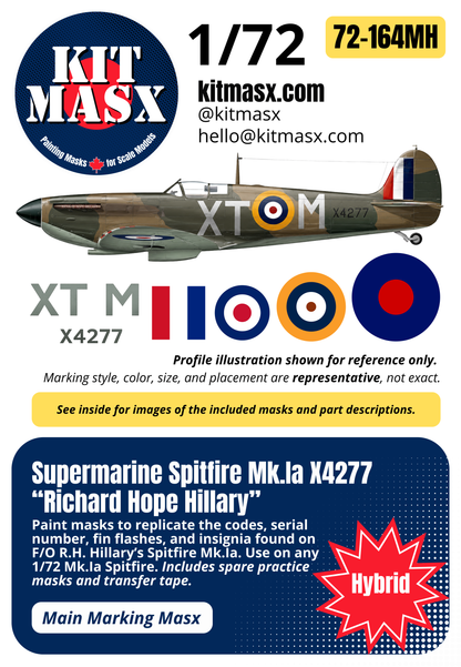Supermarine Spitfire Mk.Ia X4277 “Richard Hope Hillary” Main Marking Paint Masks
