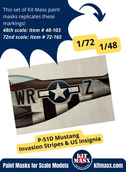 P-51D Mustang Invasion Stripes & US Insignia 1/48 & 1/72 Main Marking Paint Masks