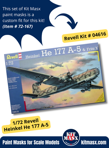 Revell Heinkel He 177 A-5/A-6 "Greif" 1/72 Canopy & Wheel Paint Masks