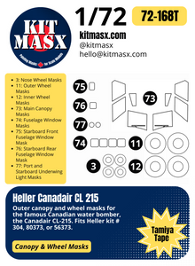 Heller Canadair CL 215 1/72 Canopy & Wheel Paint Masks, Kit # 304