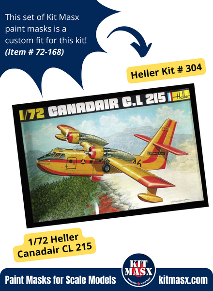 Heller Canadair CL 215 1/72 Canopy & Wheel Paint Masks, Kit # 304