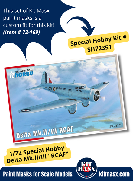 Special Hobby Northrop Delta Mk.II/III 1/72 Canopy & Wheel Paint Masks, Kit # SH72351