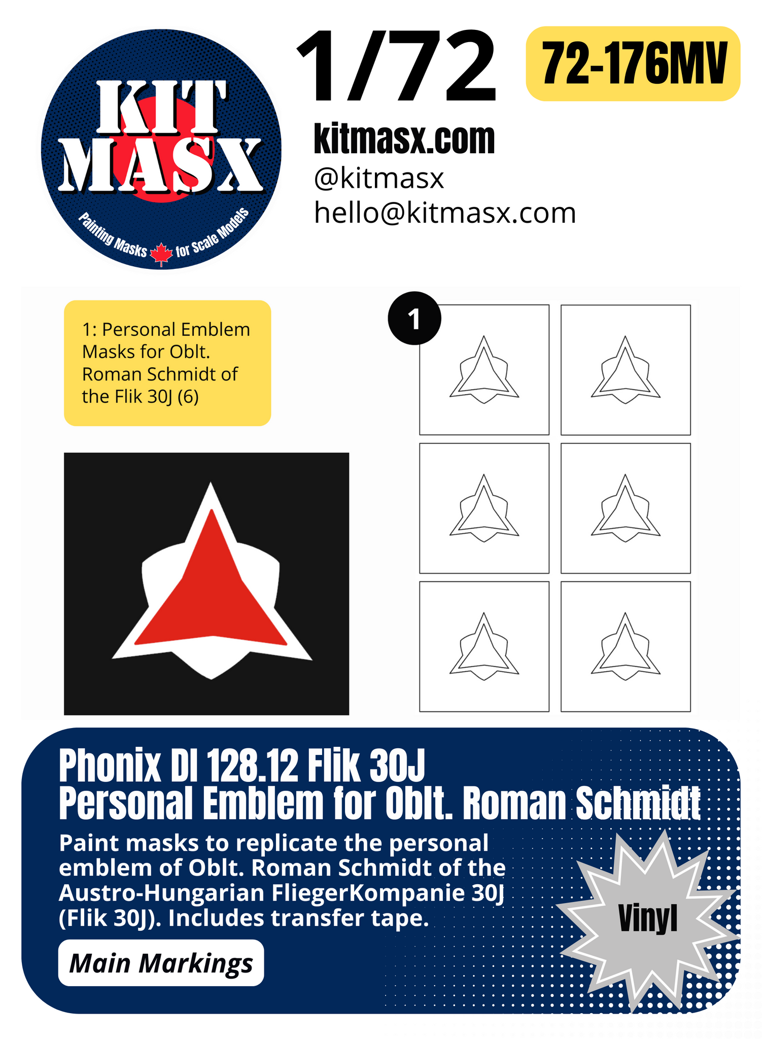 Phonix DI 128.12 Flik 30J Personal Emblem for Oblt. Roman Schmidt 1/72 Main Marking Paint Masks