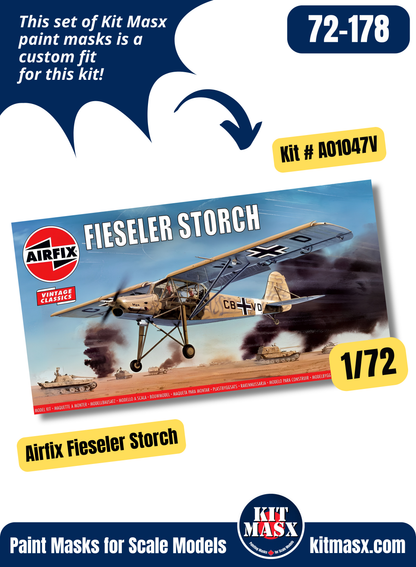 Airfix Fieseler Fi 156 Storch 1/72 Canopy & Wheel Paint Masks, Kit # A01047V