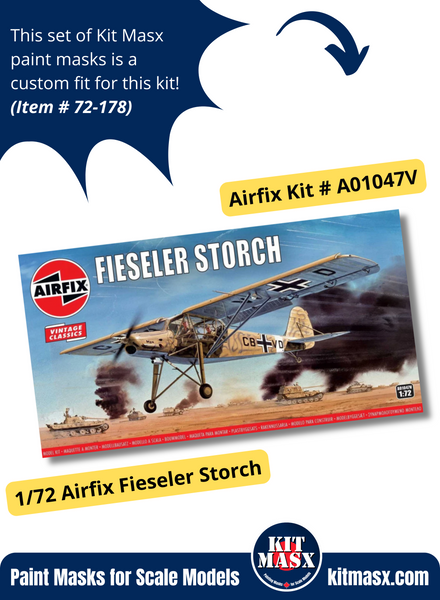 Airfix Fieseler Fi 156 Storch 1/72 Canopy & Wheel Paint Masks, Kit # A01047V