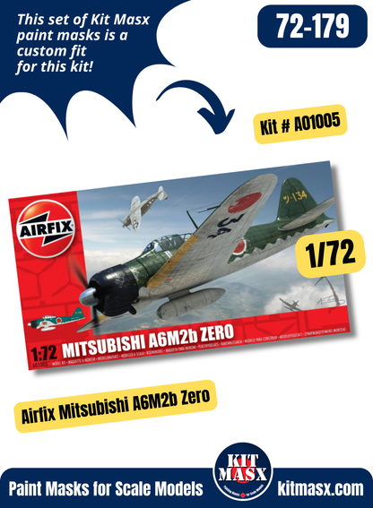 Airfix Mitsubishi A6M2b Zero 1/72 Canopy & Wheel Paint Masks, Kit # A01005