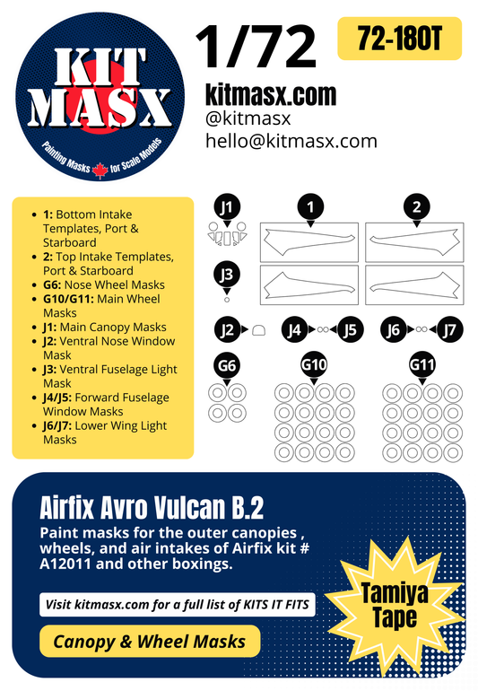 Airfix Avro Vulcan B.2 1/72 Canopy & Wheel Paint Masks, Kit # A12011