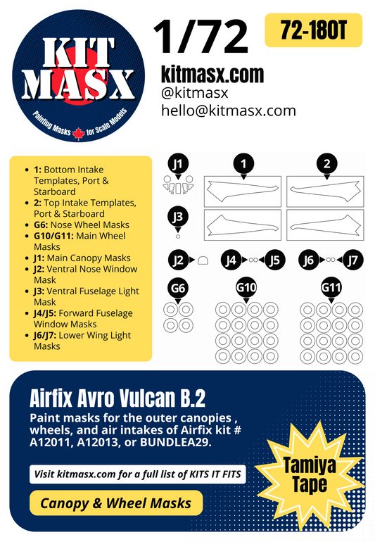 Airfix Avro Vulcan B.2 1/72 Canopy & Wheel Paint Masks, Kit # A12011