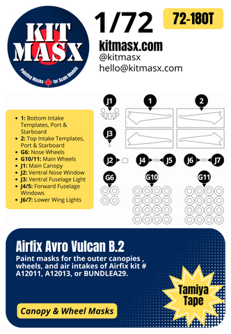 Airfix Avro Vulcan B.2 1/72 Canopy & Wheel Paint Masks, Kit # A12011