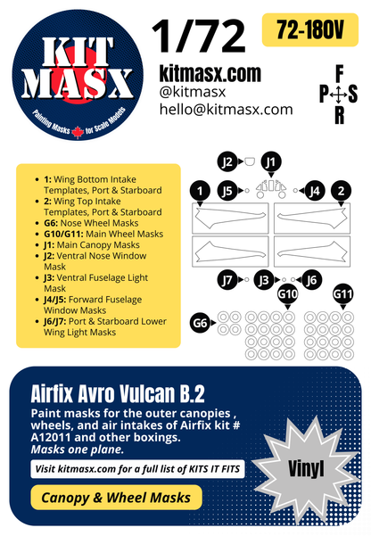Airfix Avro Vulcan B.2 1/72 Canopy & Wheel Paint Masks, Kit # A12011