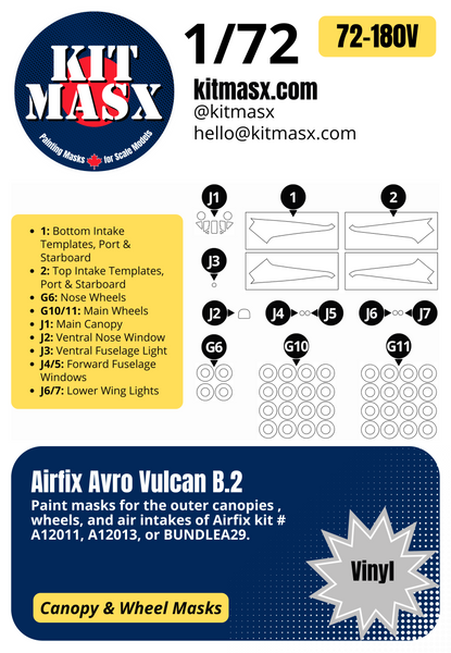 Airfix Avro Vulcan B.2 1/72 Canopy & Wheel Paint Masks, Kit # A12011