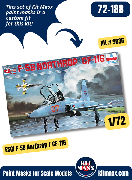 ESCI Northrop F-5B/CF-116 Freedom Fighter 1/72 Canopy & Wheel Paint Masks, Kit # 9035