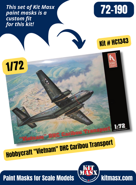 Hobbycraft De Havilland Canada DHC-4 "Caribou" 1/72 Canopy & Wheel Paint Masks, Kit # HC1343